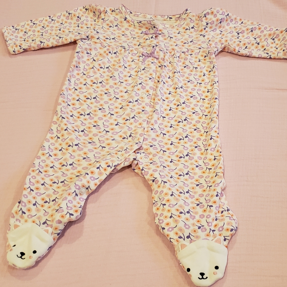 Infant girls floral one piece pajamas